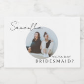 Wil je mijn bruidsmeisje foto bruiden voorstel sparkling wijnetiket (Enkel label)