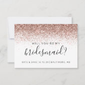 Wil je mijn bruidsmeisje glitter Confetti Roos Kaart (Voorkant)