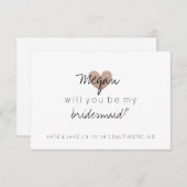 Wil je mijn bruidsmeisje-glitter hart Fab Roos Kaart (Voorkant / Achterkant)