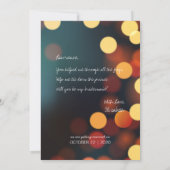 Wil je mijn bruidsmeisje Gold Bokeh Lights Floral  Kaart (Achterkant)