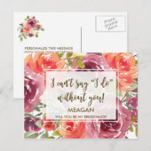 Wil je mijn bruidsmeisje kaart bloem meisje meid (Voorkant / Achterkant)