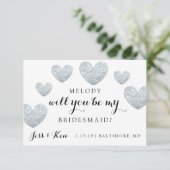 Wil je mijn bruidsmeisje Kaart - Fab Hearts (Staand voorkant)
