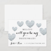 Wil je mijn bruidsmeisje Kaart - Fab Hearts (Voorkant / Achterkant)