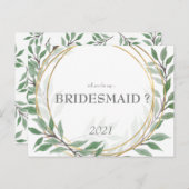 Wil je mijn bruidsmeisje kaart gebladerte boeket z (Voorkant / Achterkant)