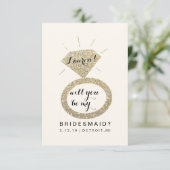 Wil je mijn bruidsmeisje Kaart - Glit Diamond FabW (Staand voorkant)