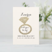 Wil je mijn bruidsmeisje Kaart - Glit Ring Bling W (Staand voorkant)