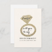 Wil je mijn bruidsmeisje Kaart - Glit Ring Fab W (Voorkant / Achterkant)