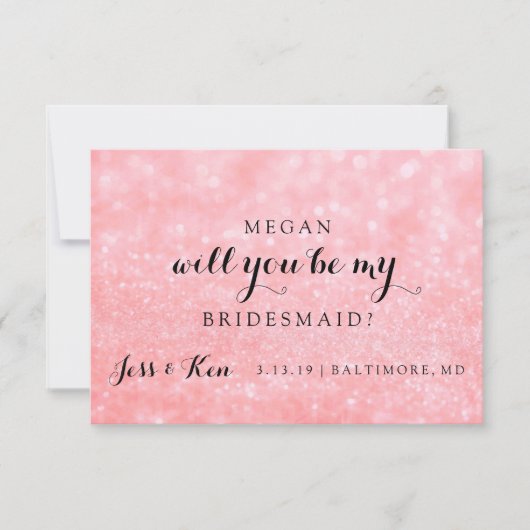 Wil je mijn bruidsmeisje Kaart - Glitter Fab (Voorkant)