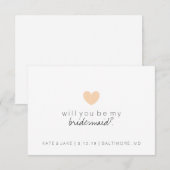 Wil je mijn bruidsmeisje Kaart - Heart Peach (Voorkant / Achterkant)