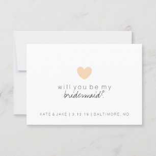 Wil je mijn bruidsmeisje Kaart - Heart Peach