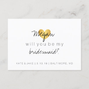 Wil je mijn bruidsmeisje Kaart - Heart's Fab2 Gold