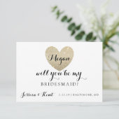 Wil je mijn bruidsmeisje Kaart - Heart's Fab II (Staand voorkant)