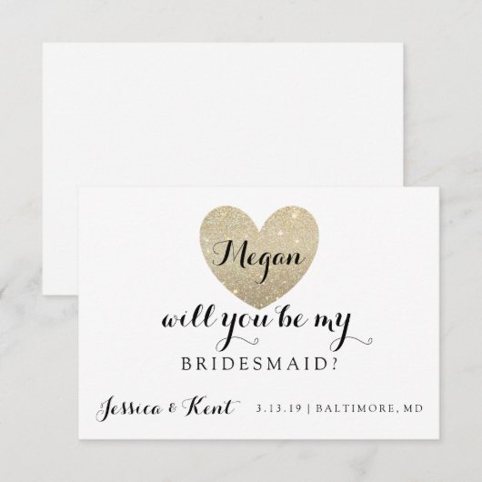 Wil je mijn bruidsmeisje Kaart - Heart's Fab II (Voorkant / Achterkant)