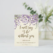 Wil je mijn bruidsmeisje kaart lavendel bloemen (Staand voorkant)
