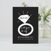 Wil je mijn bruidsmeisje Kaart - Ring Fab Black (Staand voorkant)
