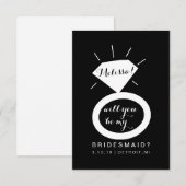 Wil je mijn bruidsmeisje Kaart - Ring Fab Black (Voorkant / Achterkant)