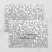 Wil je mijn bruidsmeisje Kaart - Sparkling Grey Si (Voorkant / Achterkant)