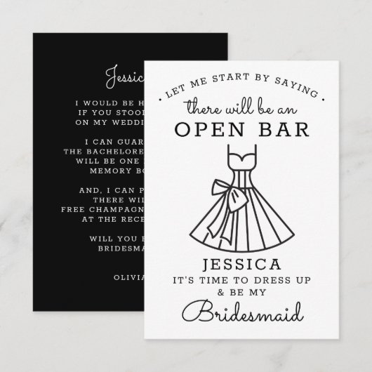 Wil je mijn bruidsmeisje Kaart zijn? (Voorkant / Achterkant)