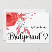 Wil Je Mijn Bruidsmeisje Kaarten Rode Bloemen (Voorkant)