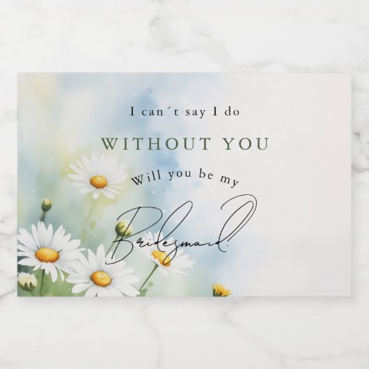 Wil je mijn bruidsmeisje madeliefjes zijn? sparkling wijnetiket (Enkel label)