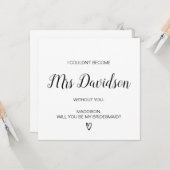 Wil je mijn bruidsmeisje Maid of Honor Request zij Kaart (Voorkant / Achterkant in situ)