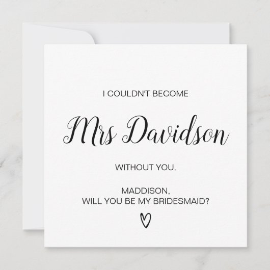 Wil je mijn bruidsmeisje Maid of Honor Request zij Kaart (Voorkant)