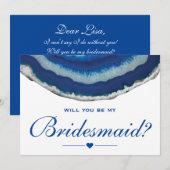 Wil je mijn bruidsmeisje marine blauwe bruiloft ag kaart (Voorkant / Achterkant)