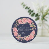 Wil je mijn bruidsmeisje marineroze bloemenkrans z kaart (Staand voorkant)