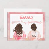 Wil je mijn bruidsmeisje / meisjes terug Uitzicht  Uitnodiging Briefkaart (Voorkant / Achterkant)