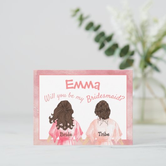 Wil je mijn bruidsmeisje / meisjes terug Uitzicht  Uitnodiging Briefkaart (Staand voorkant)