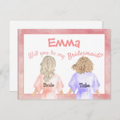 Wil je mijn bruidsmeisje / meisjes terug Uitzicht  Uitnodiging Briefkaart (Voorkant / Achterkant)