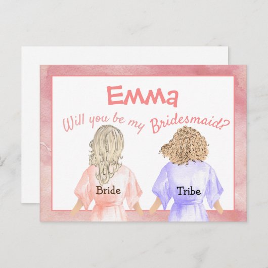 Wil je mijn bruidsmeisje / meisjes terug Uitzicht  Uitnodiging Briefkaart (Voorkant / Achterkant)