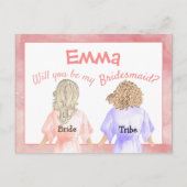 Wil je mijn bruidsmeisje / meisjes terug Uitzicht  Uitnodiging Briefkaart (Voorkant)