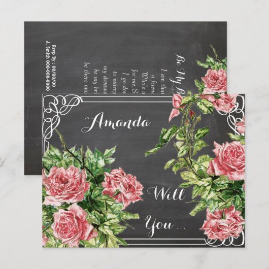 Wil je mijn bruidsmeisje ? mijn bruidsmeisje zijn, uitnodiging briefkaart (Voorkant / Achterkant)