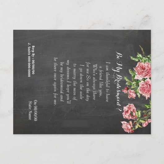 Wil je mijn bruidsmeisje ? mijn bruidsmeisje zijn, uitnodiging briefkaart (Achterkant)