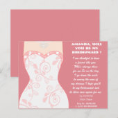 Wil je mijn bruidsmeisje ? mijn bruidsmeisje zijn, uitnodiging briefkaart (Voorkant / Achterkant)