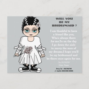 Wil je mijn bruidsmeisje ? mijn bruidsmeisje zijn, uitnodiging briefkaart