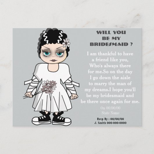 Wil je mijn bruidsmeisje ? mijn bruidsmeisje zijn, uitnodiging briefkaart (Voorkant)