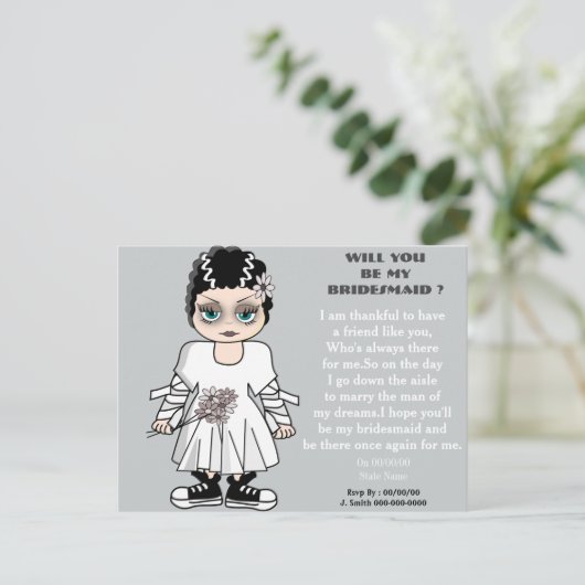 Wil je mijn bruidsmeisje ? mijn bruidsmeisje zijn, uitnodiging briefkaart (Staand voorkant)