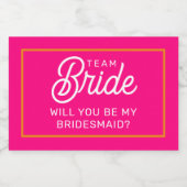 Wil je mijn bruidsmeisje mini mousserende wijn lab sparkling wijnetiket (Enkel label)