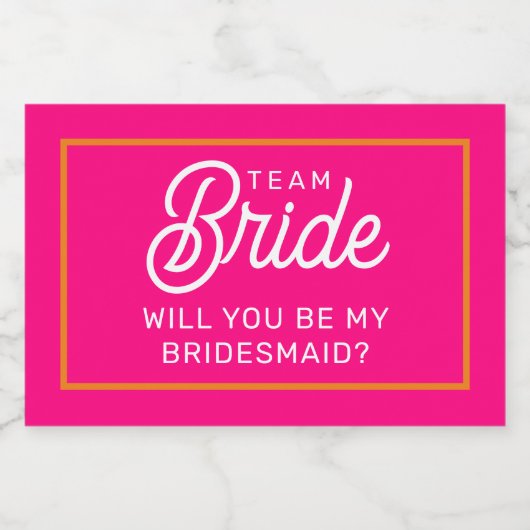 Wil je mijn bruidsmeisje mini mousserende wijn lab sparkling wijnetiket (Enkel label)