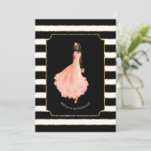 Wil je mijn bruidsmeisje perzik jurk strepen BW 4 Kaart (Staand voorkant)