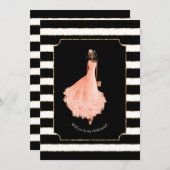 Wil je mijn bruidsmeisje perzik jurk strepen BW 4 Kaart (Voorkant / Achterkant)