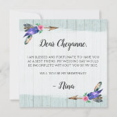 Wil je mijn bruidsmeisje rustieke bloemenkop Kaart (Achterkant)