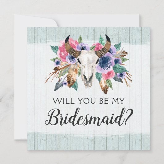 Wil je mijn bruidsmeisje rustieke bloemenkop Kaart (Voorkant)