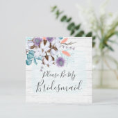 Wil je mijn bruidsmeisje rustieke houten bloemige  kaart (Staand voorkant)