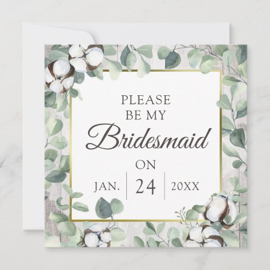 Wil je mijn bruidsmeisje rustieke houten Kaart zij (Voorkant)