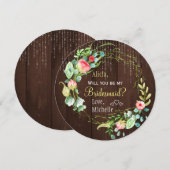 Wil je mijn bruidsmeisje rustieke rozen krans kaart (Voorkant / Achterkant)