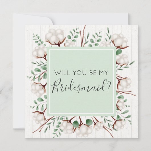 Wil je mijn bruidsmeisje rustieke zuidelijke katoe kaart (Voorkant)