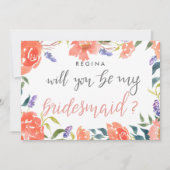 Wil je mijn bruidsmeisje script Bright Florals zij Kaart (Voorkant)